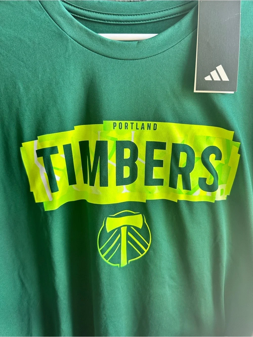 adidas MLS Portland Timbers Graphic Tee with Neon Yellow Logo